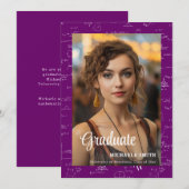 Modern Purple Math Photo College Graduation  Aankondiging (Voorkant / Achterkant)
