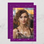 Modern Purple Math Script Photo Graduation  Bedankkaart (Voorkant / Achterkant)