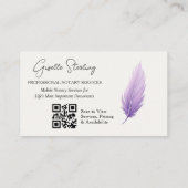 Modern Purple Mobile Notary Photo QR Code Visitekaartje (Achterkant)