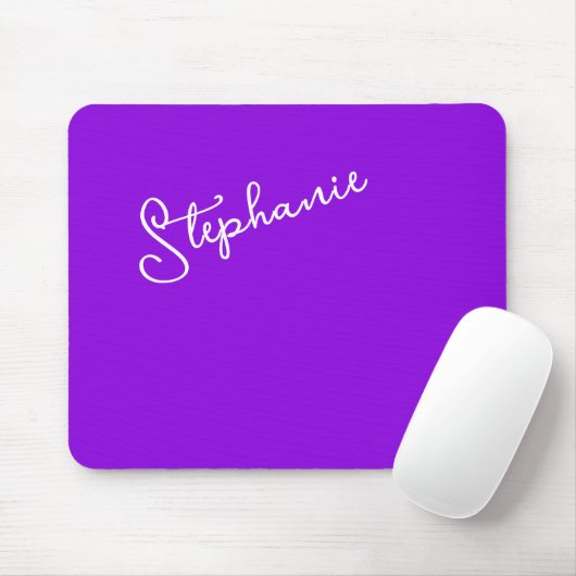 Modern Purple Personalized Name Script Minimalist  Muismat (Met muis)