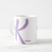 Modern Purple & Pink Monogram Personalized Name K Koffiemok (Voorkant links)