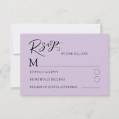 Modern Purple Rose RSVP Wedding Card (Devant)
