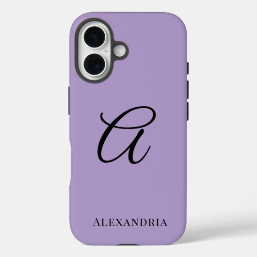 Modern Purple Stylish Personalized Name Initial Case-Mate iPhone Case (Achterkant)