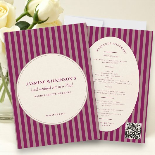 Modern QR code Bachelorette Weekend Itinerary Kaart