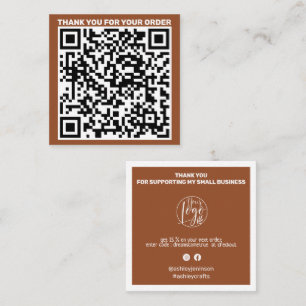 Modern QR-code bedankt je bestelling van terracott Vierkante Visitekaartje