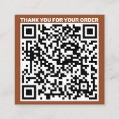 Modern QR-code bedankt je bestelling van terracott Vierkante Visitekaartje (Voorkant)