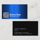 Modern QR Code Blue Metal Visitekaartje (Voorkant / Achterkant)