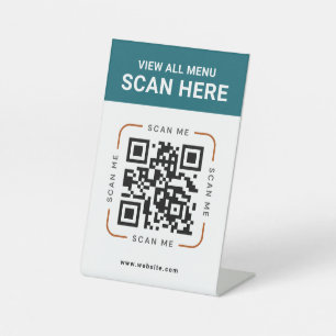 Modern QR-code    Digitaal menubord op tafel Reclamebord Met Voetstuk