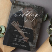 Modern QR CODE elegant script 2 foto's bruiloft Kaart