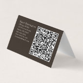 Modern QR Code Gevouwen Visitekaartje Zwart Grijs (Achterkant)