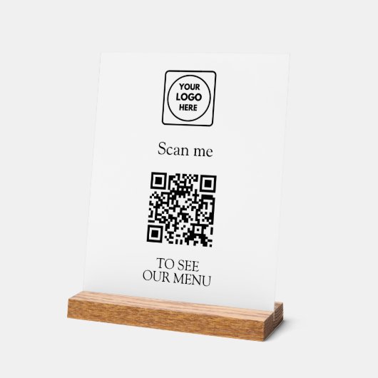 Modern QR Code Menu | Custom Contactless Logo Acryl Bord (Hoek)