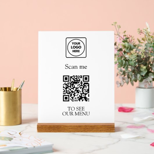 Modern QR Code Menu | Custom Contactless Logo Acryl Bord (Huwelijk)