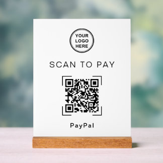 Modern QR Code Payment Sign For Countertop