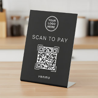 Modern QR Code Payment Sign For Small Business Reclamebord Met Voetstuk