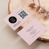 Modern QR Code Pink Logo Business Card Visitekaartje
