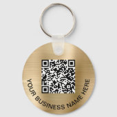 Modern QR-code - Promotioneel goud Sleutelhanger (Voorkant)