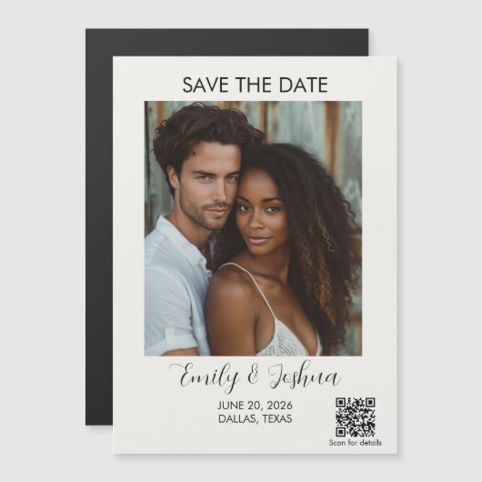 Modern QR Code Save the Date Magnet Magnetische Uitnodiging (Voorkant / Achterkant)