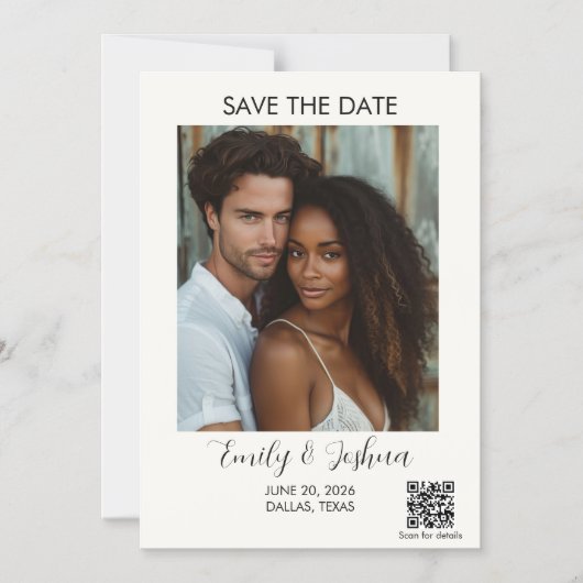 Modern QR Code Save the Date Magnet Magnetische Uitnodiging (Voorkant)