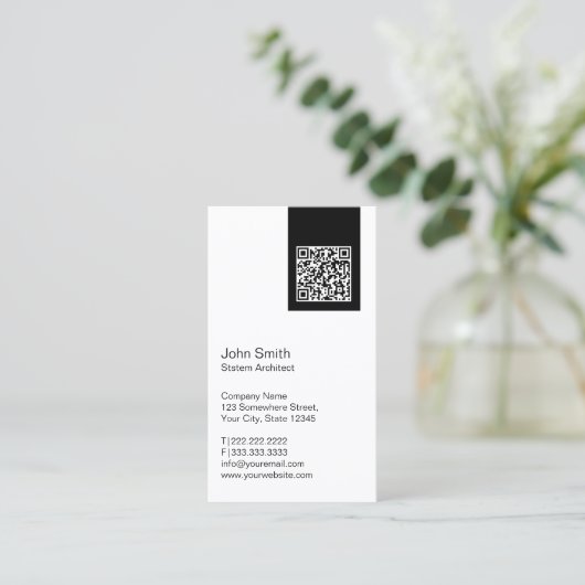 Modern QR code System Architect Visitekaartje (Staand voorkant)