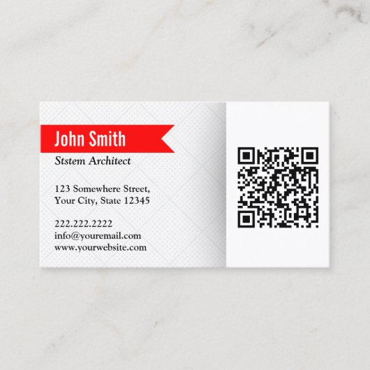 Modern QR Code System Architect Visitekaartje (Voorkant)