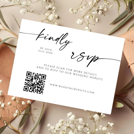 Modern QR Code Website RSVP Card Save The Date