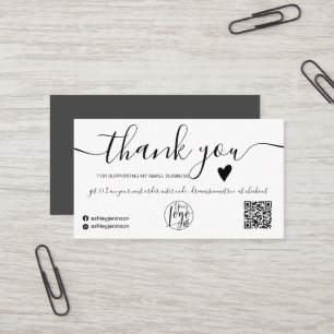 Modern qr code zwart-wit, bedankt visitekaartje