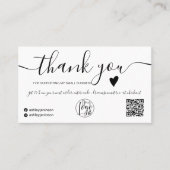 Modern qr code zwart-wit, bedankt visitekaartje (Voorkant)