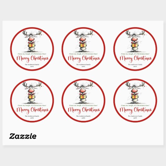 Modern quirky reindeer festive holiday sticker art (Vel)