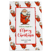 Modern quirky Santa playful festive celebration  Medium Cadeauzakje (Voorkant)