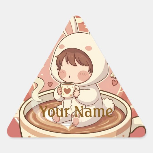 Modern Rabbit Coffee Triangle Tech Decal Driehoek Sticker (Voorkant)