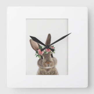 "Modern Rabbit Wall Clock Vierkante Klok
