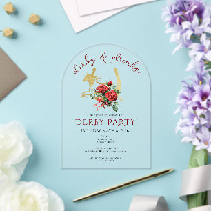 Modern Race Paard Derby & Drinken Party Ruiterspor Acryl Uitnodigingen
