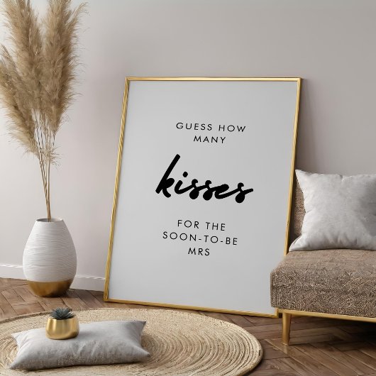 Modern raden hoeveel kisses Vrijgezellenfeest spel Poster