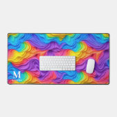 Modern Rainbow Abstract Swirls Monogram Bureaumat (Keyboard & Muis)
