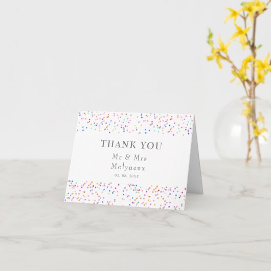 Modern Rainbow Confetti dank u Kaart (Gele Bloem)