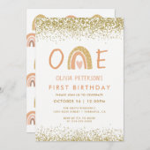 Modern Rainbow Girl 1st Birthday Invitation Kaart (Voorkant / Achterkant)