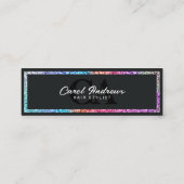 Modern Rainbow Glitter & Black Haarstylist QR-code Mini Visitekaartje (Achterkant)