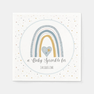Modern Rainbow Gold Dusty Blue Boy Baby Sprinkle Servet