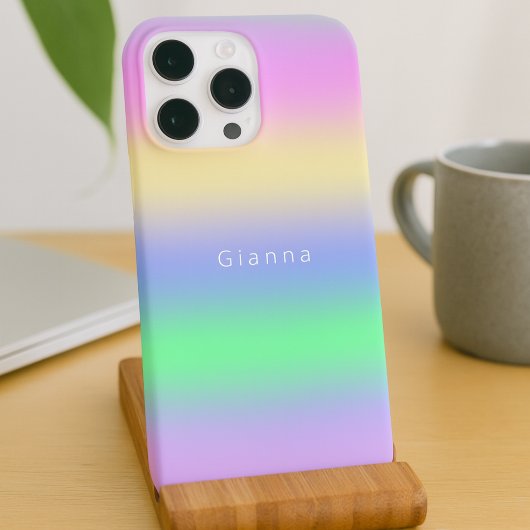 Modern Rainbow Gradient Stripe Monogrammed Case-Mate iPhone Case