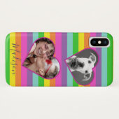 Modern Rainbow Heart Foto Script Naam Monogram C Case-Mate iPhone Case (Achterkant (horizontaal))