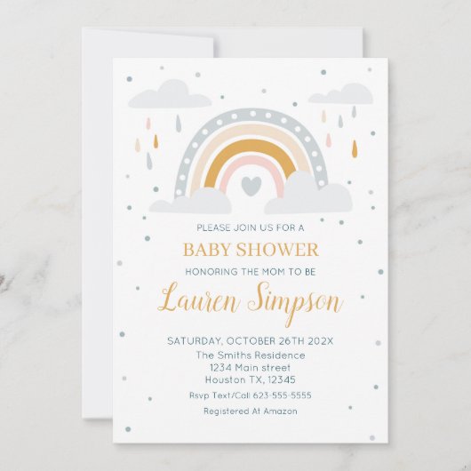 Modern Rainbow Invitation Baby Shower Kaart (Voorkant)