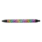 Modern Rainbow Leopard Skin Pattern Monogram Zwarte Inkt Pen (Voorkant)