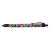 Modern Rainbow Leopard Skin Pattern Monogram Zwarte Inkt Pen (Bovenkant)