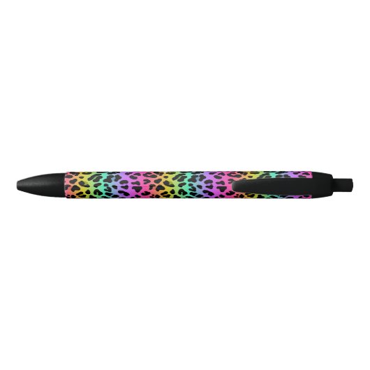 Modern Rainbow Leopard Skin Pattern Monogram Zwarte Inkt Pen (Achterkant)