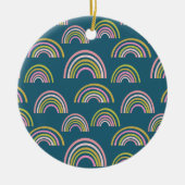 Modern Rainbow Pattern-ontwerp in Blue Holiday Keramisch Ornament (Voorkant)