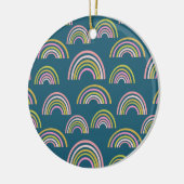Modern Rainbow Pattern-ontwerp in Blue Holiday Keramisch Ornament (Links)