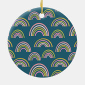 Modern Rainbow Pattern-ontwerp in Blue Holiday Keramisch Ornament (Achterkant)