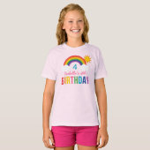 Modern Rainbow Sky Girls Custom Birthday Party T-shirt (Voorkant volledig)