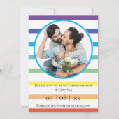 Modern Rainbow Stripe Gay Wedding Save the Date Aankondiging (Achterkant)