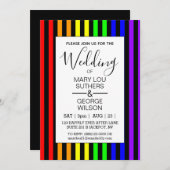 Modern Rainbow Striped bruiloft uitnodiging (Voorkant / Achterkant)